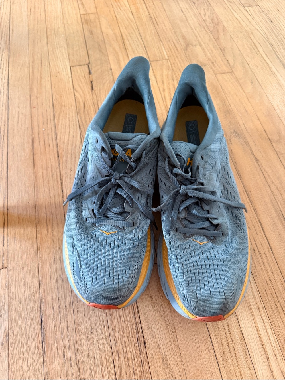 Hoka Men's Gray Running Shoes with Yellow Accents